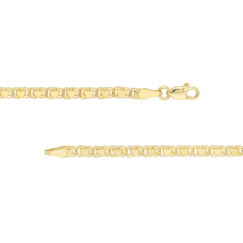 Main Image 2 of Child's ID and Mirror Heart Link Bracelet in 14K Gold - 6"