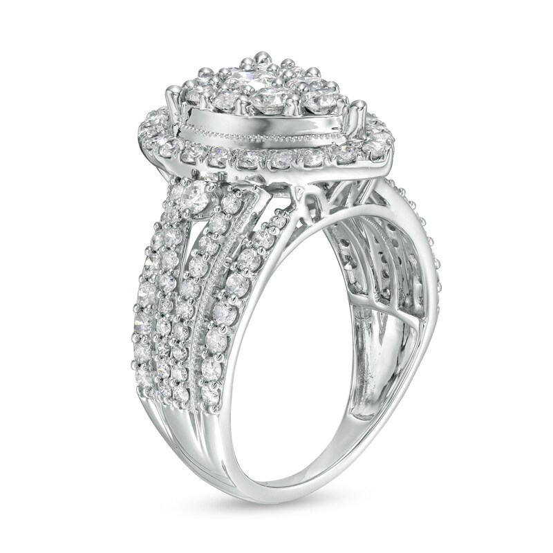 Zales 5/8 Ct. T.W. Pear-Shaped Diamond Double Frame Vintage-Style Engagement Ring in 10K White Gold