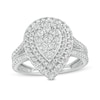 Thumbnail Image 1 of 1 CT. T.W. Composite Pear-Shaped Diamond Double Frame Split Shank Engagement Ring in 10K White Gold