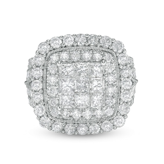 CT. T.w. Composite Cushion-Shaped Diamond Frame Vintage-Style Engagement Ring in 10K White Gold