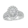 Thumbnail Image 1 of 1 CT. T.W. Oval Multi-Diamond Frame Vintage-Style Engagement Ring in 10K White Gold