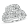 Thumbnail Image 0 of 1 CT. T.W. Cushion-Shaped Multi-Diamond Double Frame Vintage-Style Engagement Ring in 10K White Gold