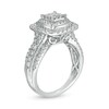 Thumbnail Image 2 of 1 CT. T.W. Cushion-Shaped Multi-Diamond Double Frame Vintage-Style Engagement Ring in 10K White Gold