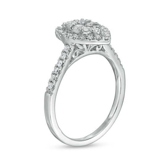 1/2 CT. T.w. Composite Pear-Shaped Diamond Frame Engagement Ring in 10K White Gold
