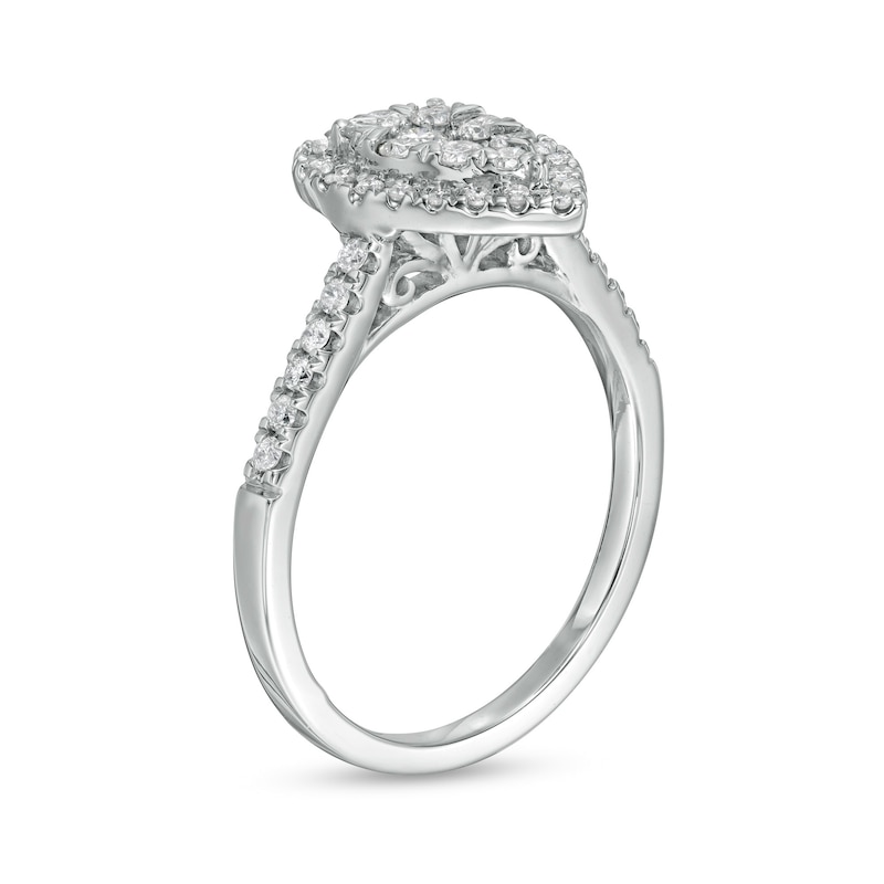Main Image 3 of 1/2 CT. T.W. Composite Pear-Shaped Diamond Frame Engagement Ring in 10K White Gold