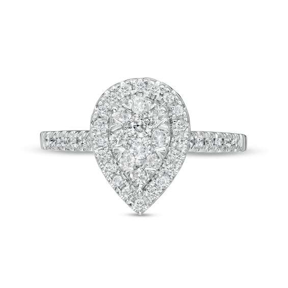 1/2 CT. T.w. Composite Pear-Shaped Diamond Frame Engagement Ring in 10K White Gold