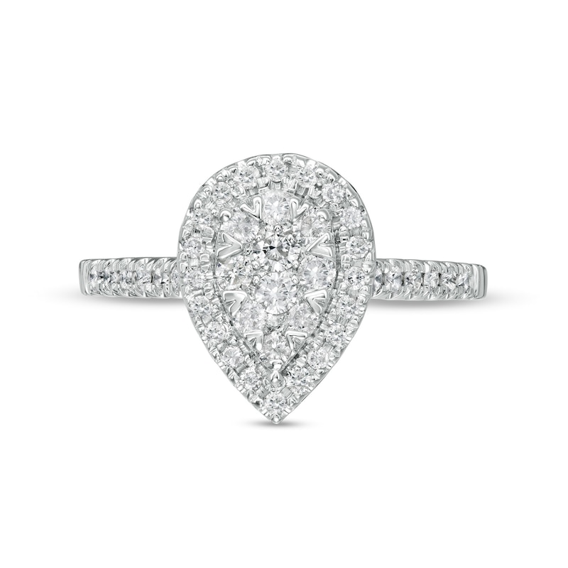 Main Image 4 of 1/2 CT. T.W. Composite Pear-Shaped Diamond Frame Engagement Ring in 10K White Gold