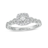 Thumbnail Image 1 of 1/4 CT. T.W. Diamond Cushion-Shaped Frame Scallop Edge Engagement Ring in 10K White Gold