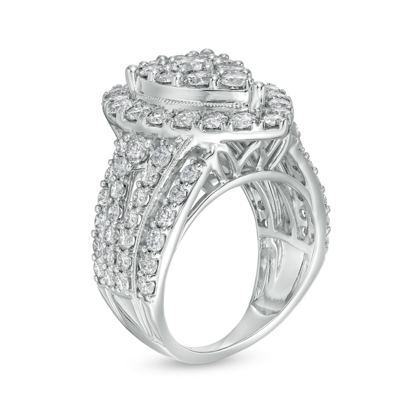 Main Image 3 of 4 CT. T.W. Composite Pear-Shaped Diamond Frame Vintage-Style Engagement Ring in 10K White Gold