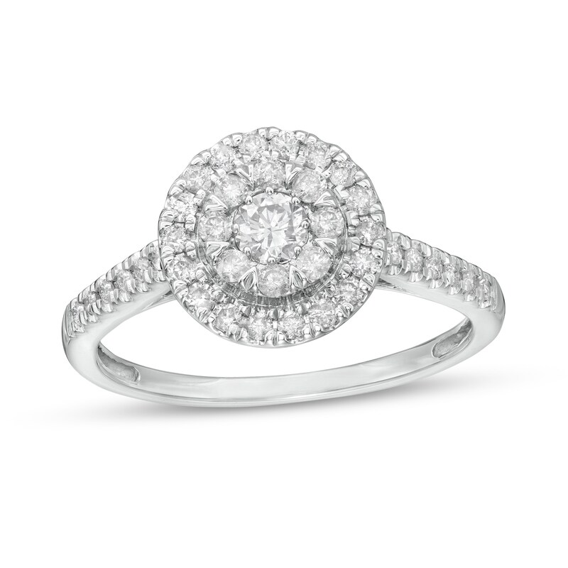 Main Image 1 of 1/2 CT. T.W. Composite Diamond Frame Engagement Ring in 10K White Gold