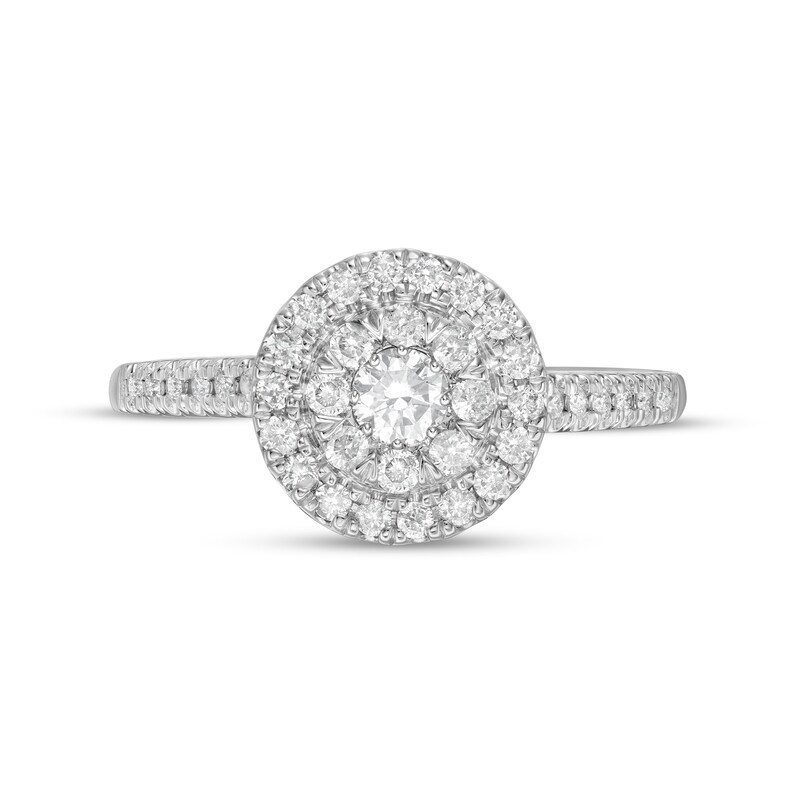 Main Image 4 of 1/2 CT. T.W. Composite Diamond Frame Engagement Ring in 10K White Gold