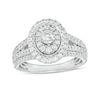 Thumbnail Image 1 of 1 CT. T.W. Diamond Double Oval Frame Vintage-Style Split Shank Engagement Ring in 10K White Gold