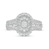 Thumbnail Image 4 of 1 CT. T.W. Diamond Double Oval Frame Vintage-Style Split Shank Engagement Ring in 10K White Gold