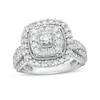 Thumbnail Image 1 of 1-1/2 CT. T.W. Diamond Double Cushion-Shaped Frame Vintage-Style Engagement Ring in 10K White Gold
