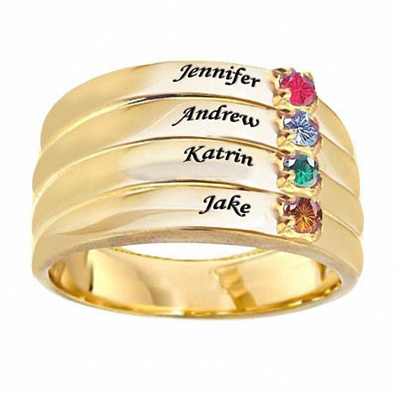 Family Mothers Ring 2 to 8 Birthstones 10k White or Yellow or Rose Gold 
