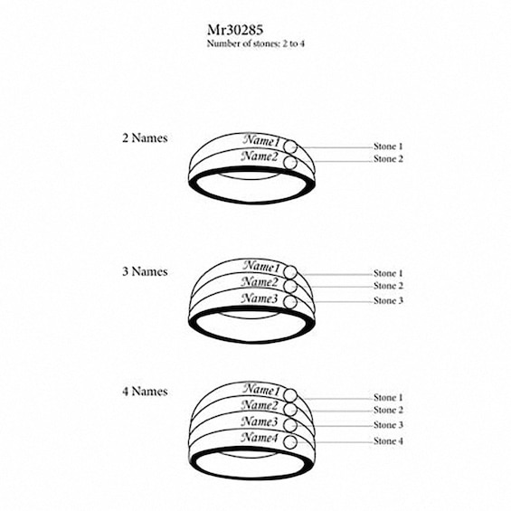 Mothers' Simulated Birthstone Stack-Look Family Ring (2-4 Names and Stones)