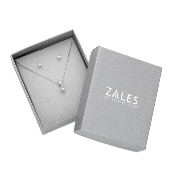 1/2 CT. T.w. Diamond Solitaire Pendant and Stud Earrings Set in 10K White Gold (I/I3)