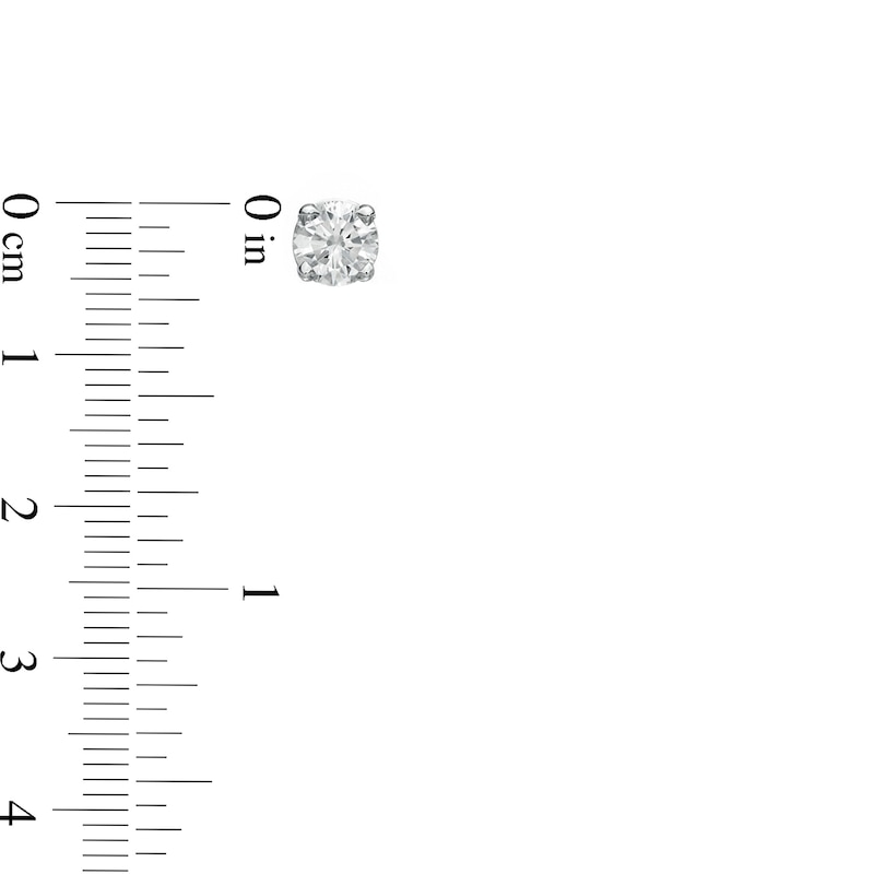 Main Image 4 of 1/6 CT. T.W. Diamond Solitaire Stud Earrings in 10K White Gold (J/I3)