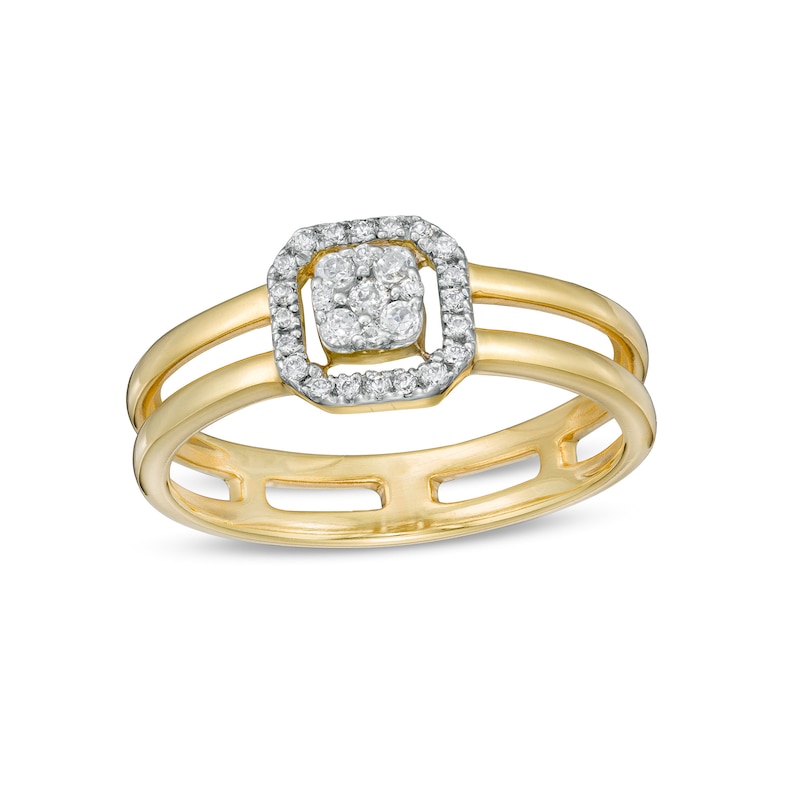 Main Image 1 of 1/5 CT. T.W. Composite Diamond Octagonal Frame Outline Ring in 10K Gold