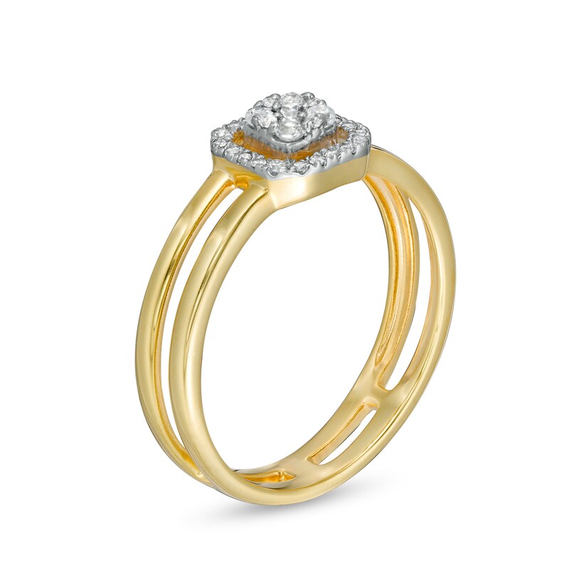 Main Image 3 of 1/5 CT. T.W. Composite Diamond Octagonal Frame Outline Ring in 10K Gold