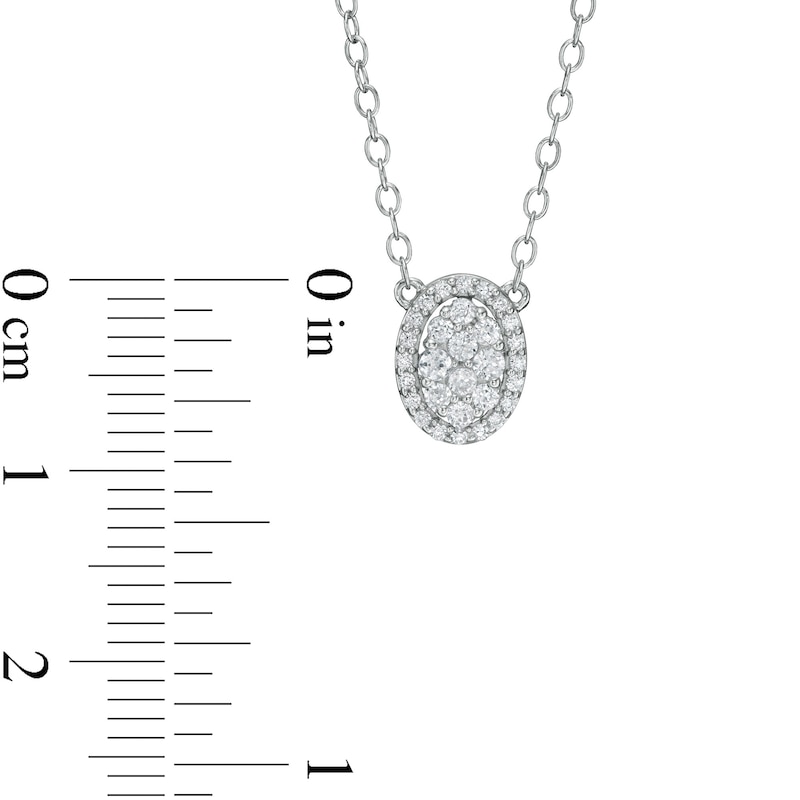 Main Image 3 of 1/4 CT. T.W. Composite Oval Diamond Frame Necklace in 10K White Gold