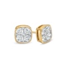 Thumbnail Image 1 of 1 CT. T.W. Cushion-Shaped Multi-Diamond Stud Earrings in 10K Gold