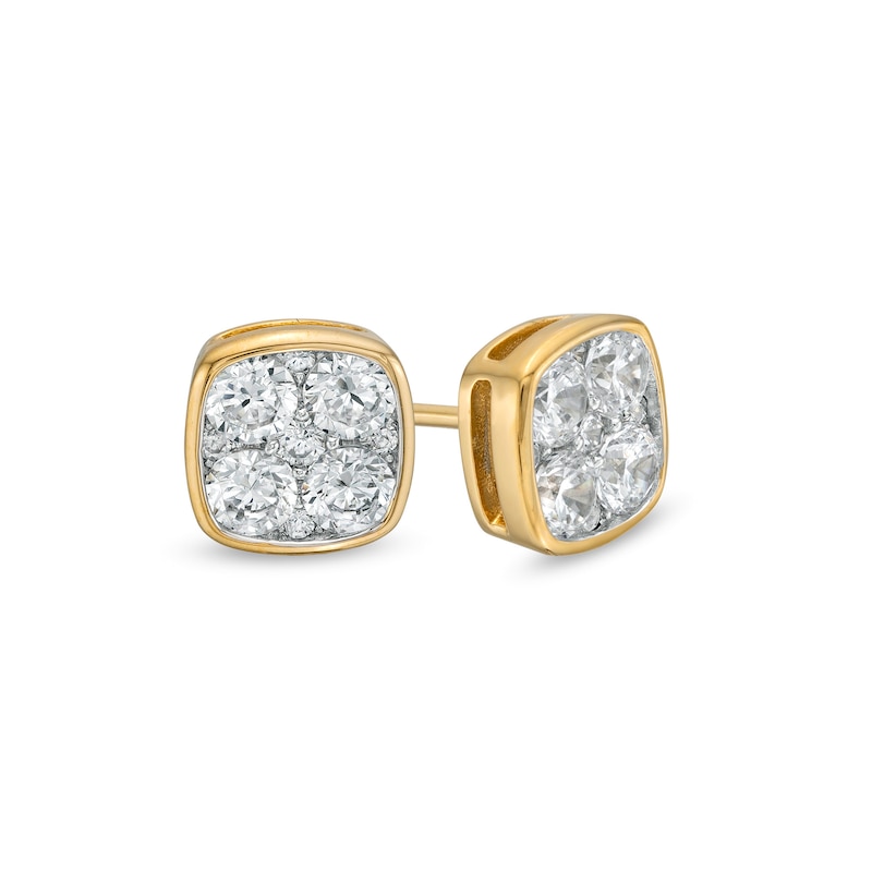 Main Image 1 of 1 CT. T.W. Cushion-Shaped Multi-Diamond Stud Earrings in 10K Gold