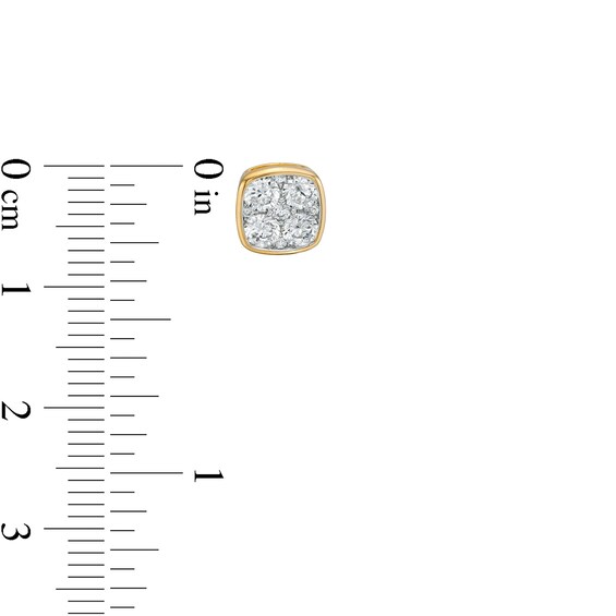 1 CT. T.w. Cushion-Shaped Multi-Diamond Stud Earrings in 10K Gold