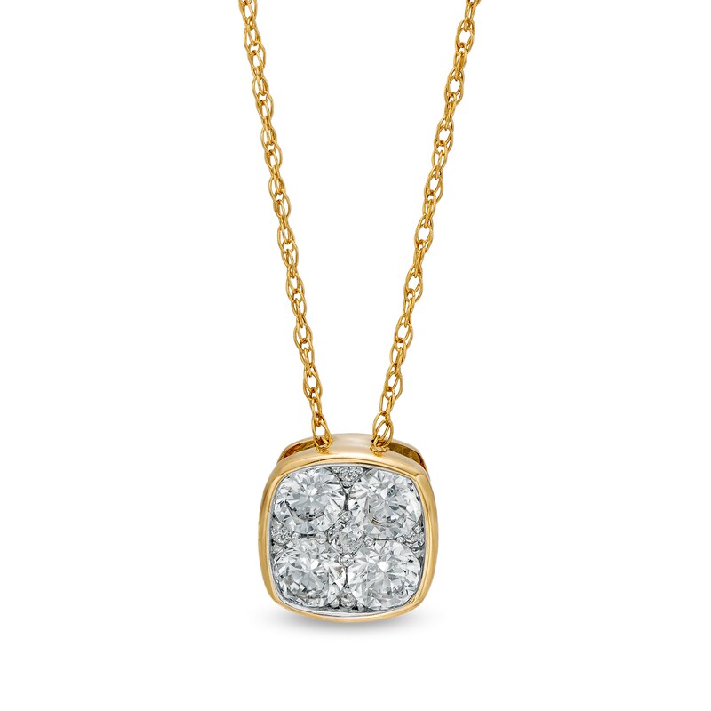 Main Image 1 of 1/2 CT. T.W. Composite Diamond Cushion-Shaped Pendant in 10K Gold