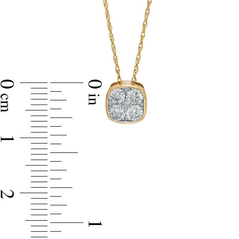 Main Image 3 of 1/2 CT. T.W. Composite Diamond Cushion-Shaped Pendant in 10K Gold