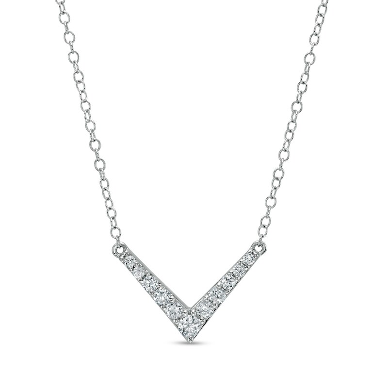 Main Image 1 of 1/3 CT. T.W. Diamond Chevron Necklace in 10K White Gold