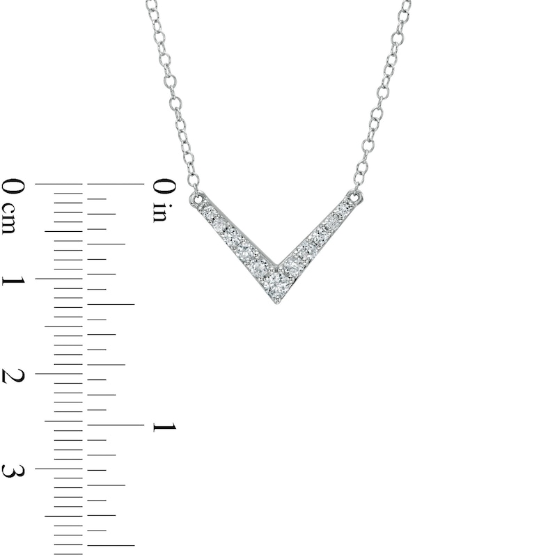 Main Image 4 of 1/3 CT. T.W. Diamond Chevron Necklace in 10K White Gold