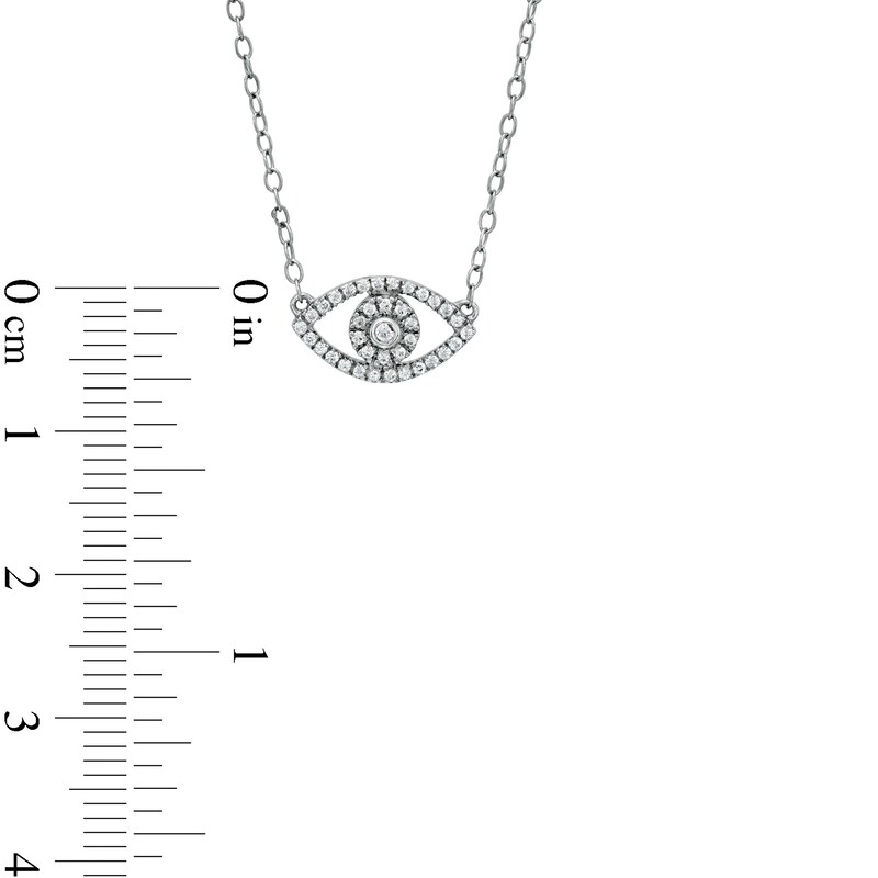 Main Image 3 of 1/8 CT. T.W. Diamond Evil Eye Necklace in 10K White Gold