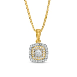 1/3 CT. T. W. Diamond Double Cushion-Shaped Frame Pendant in 10K Gold