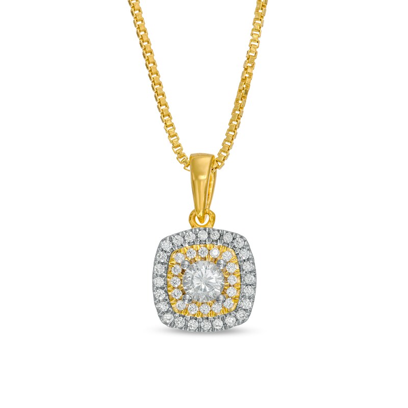 Main Image 1 of 1/3 CT. T. W. Diamond Double Cushion-Shaped Frame Pendant in 10K Gold