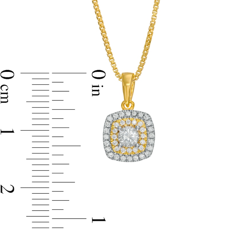 Main Image 3 of 1/3 CT. T. W. Diamond Double Cushion-Shaped Frame Pendant in 10K Gold