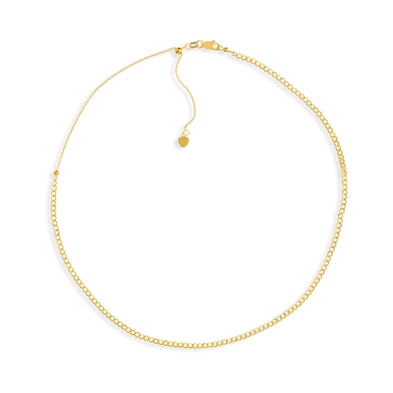 2.5mm Curb Chain Choker Necklace in 14K Gold - 17"