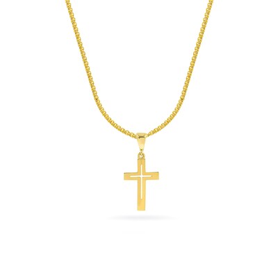 14K Yellow Gold Cut-Out Cross With Heart Charm Pendant MSRP $70 