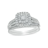 Thumbnail Image 1 of 1/2 CT. T.W. Diamond Double Cushion-Shaped Multi-Row Bridal Set in 10K White Gold