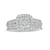 Thumbnail Image 3 of 1/2 CT. T.W. Diamond Double Cushion-Shaped Multi-Row Bridal Set in 10K White Gold