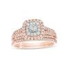 Thumbnail Image 1 of 1/2 CT. T.W. Diamond Double Cushion-Shaped Multi-Row Bridal Set in 10K Rose Gold