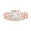 Thumbnail Image 4 of 1/2 CT. T.W. Diamond Double Cushion-Shaped Multi-Row Bridal Set in 10K Rose Gold