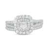 Thumbnail Image 3 of 1 CT. T.W. Diamond Double Cushion-Shaped Frame Multi-Row Bridal Set in 10K White Gold