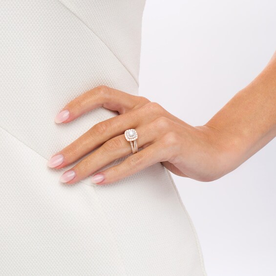 1 CT. T.w. Diamond Double Cushion-Shaped Frame Multi-Row Bridal Set in 10K Rose Gold