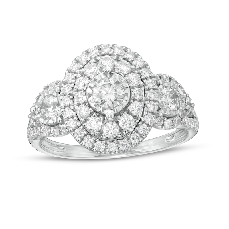 Main Image 1 of 1 CT. T.W. Diamond Past Present Future® Double Oval Frame Engagement Ring in 10K White Gold