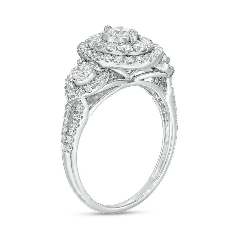 Main Image 3 of 1 CT. T.W. Diamond Past Present Future® Double Oval Frame Engagement Ring in 10K White Gold
