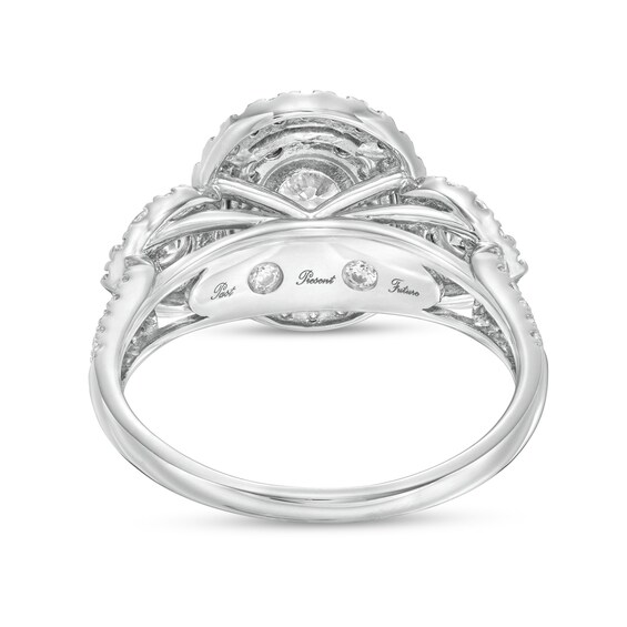 1 CT. T.w. Diamond Past Present Future® Double Oval Frame Engagement Ring in 10K White Gold
