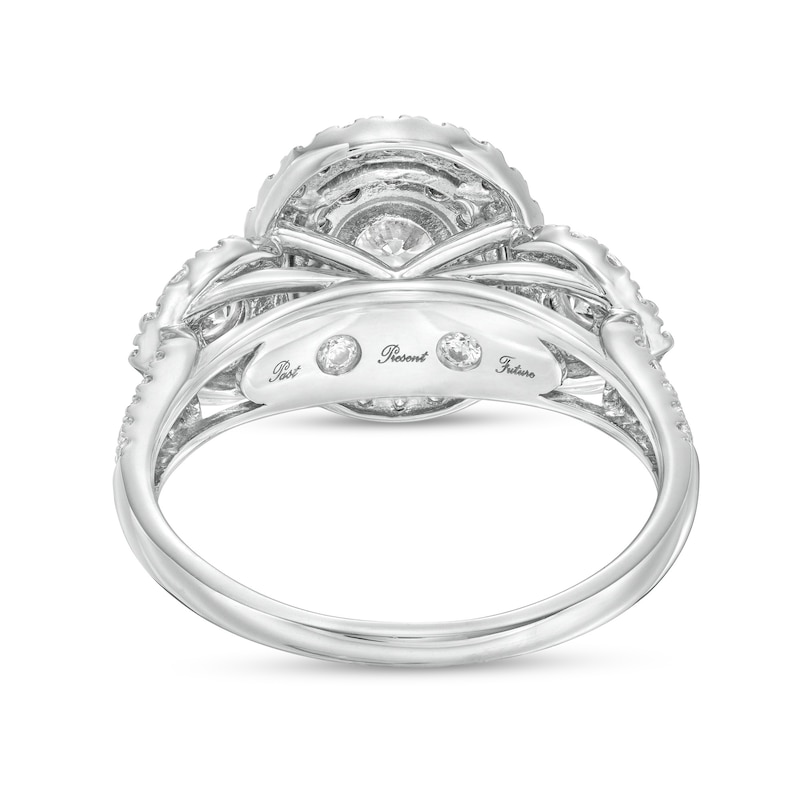 Main Image 4 of 1 CT. T.W. Diamond Past Present Future® Double Oval Frame Engagement Ring in 10K White Gold
