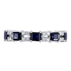 Thumbnail Image 1 of Princess-Cut Blue Sapphire and 1/10 CT. T.W. Diamond Split Duo Five Stone Alternating Ring in 10K White Gold