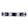 Thumbnail Image 2 of Princess-Cut Blue Sapphire and 1/10 CT. T.W. Diamond Split Duo Five Stone Alternating Ring in 10K White Gold